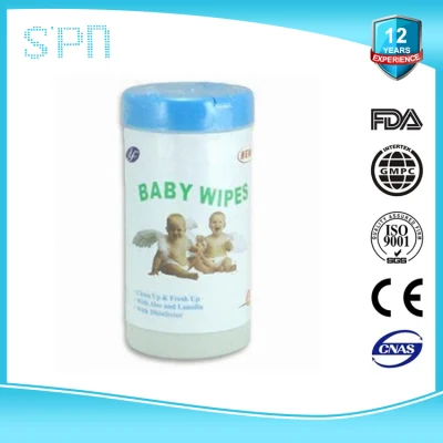 Salvietta umida morbida disinfettante per bambini in barile di plastica con pH naturale in tessuto non tessuto speciale con imballaggio ecologico